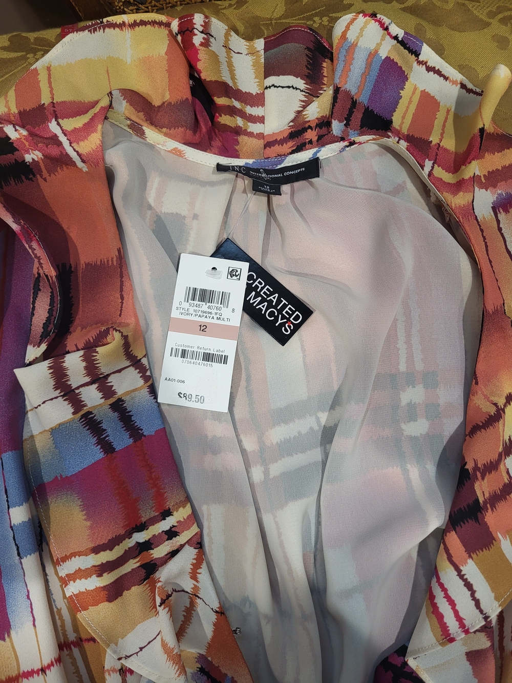 International Concepts Plaid Ruffle Faux Wrap Dress - Picture 7 of 9